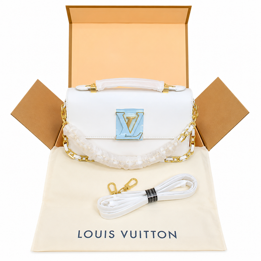 LV Luxury Designer Inspired Chain Shoulder Bag – Black & White