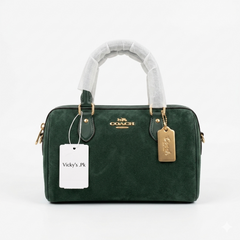 Coach Rowan Satchel in Suede – Luxury Designer Top-Handle Crossbody