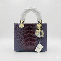 Lady Dior Inspired Croco-Embossed Top Handle Bag – Premium Luxury Handbag for Women