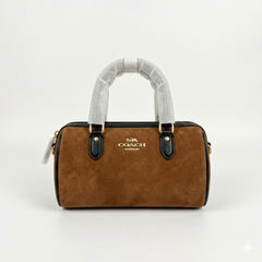 Coach Rowan Satchel in Suede – Luxury Designer Top-Handle Crossbody