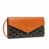 GOYARD Luxury Marie Galante Flap Wallet Clutch – Classic Black & Tan Goyardine Canvas