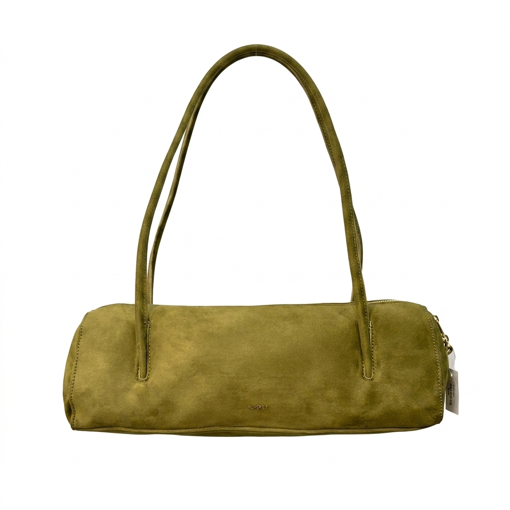 JW PEI Women's Suede East-West Barrel Shoulder Bag | Minimalist Cylinder Top-Handle Purse