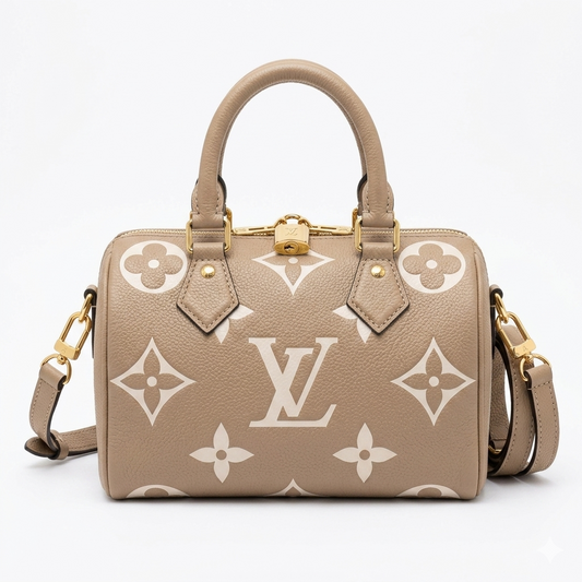 LV Speedy Bandoulière 20 - Beige Monogram Empreinte Leather with Gold-Tone Hardware