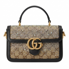 GG Marmont Small Shoulder Bag - Limited Edition Crystal Embellished Canvas and Denim Series