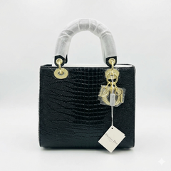 Lady Dior Inspired Croco-Embossed Top Handle Bag – Premium Luxury Handbag for Women