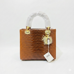 Lady Dior Inspired Croco-Embossed Top Handle Bag – Premium Luxury Handbag for Women