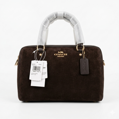 Coach Rowan Satchel in Suede – Luxury Designer Top-Handle Crossbody