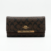 Premium Coach Signature Long Wallet with Gold-Tone Horse & Carriage Logo
