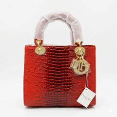 Lady Dior Inspired Croco-Embossed Top Handle Bag – Premium Luxury Handbag for Women