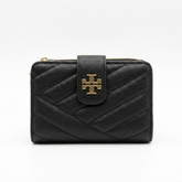 Tory Burch Kira Chevron Medium Slim Wallet | Luxury Quilted Leather Card & Coin Purse