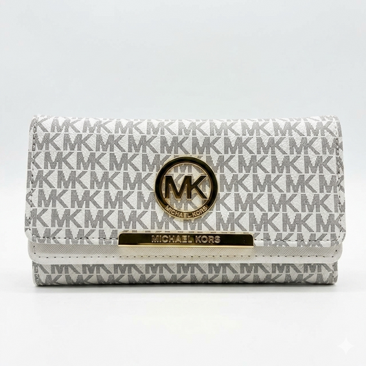 MICHAEL KORS Women's Luxury MK Monogram Flap Wallet – Premium Continental Clutch Purse
