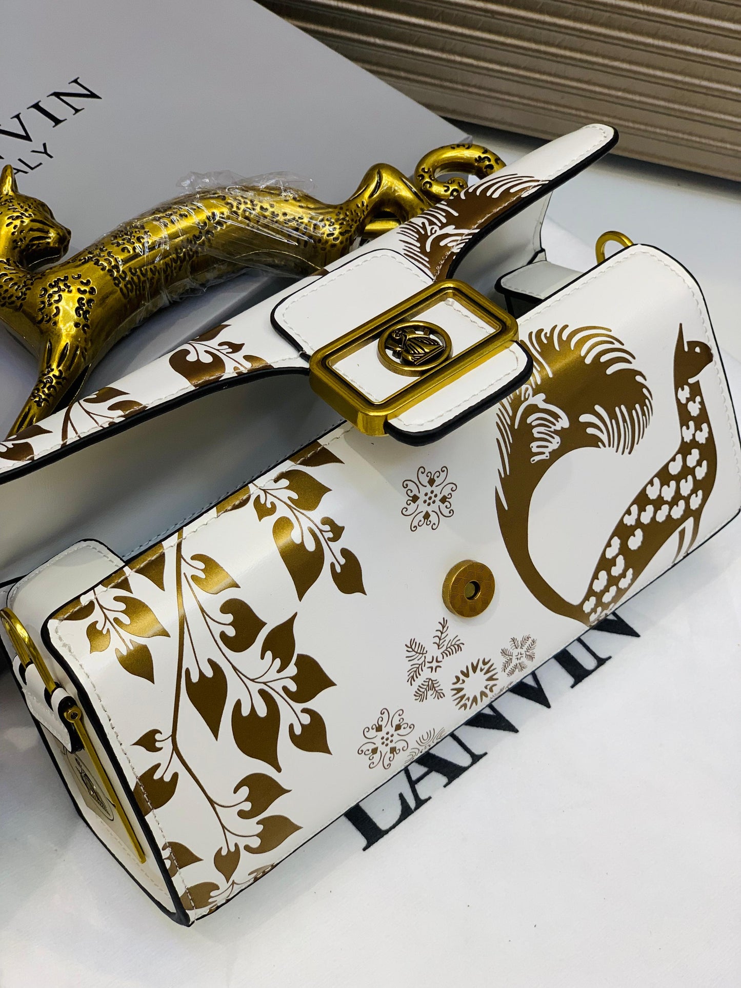 Lanvin Italy Cat Handle Sculptural Handbag