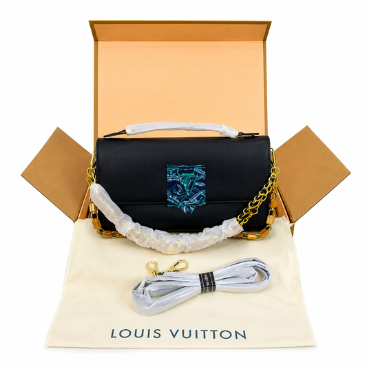 LV Luxury Designer Inspired Chain Shoulder Bag – Black & White