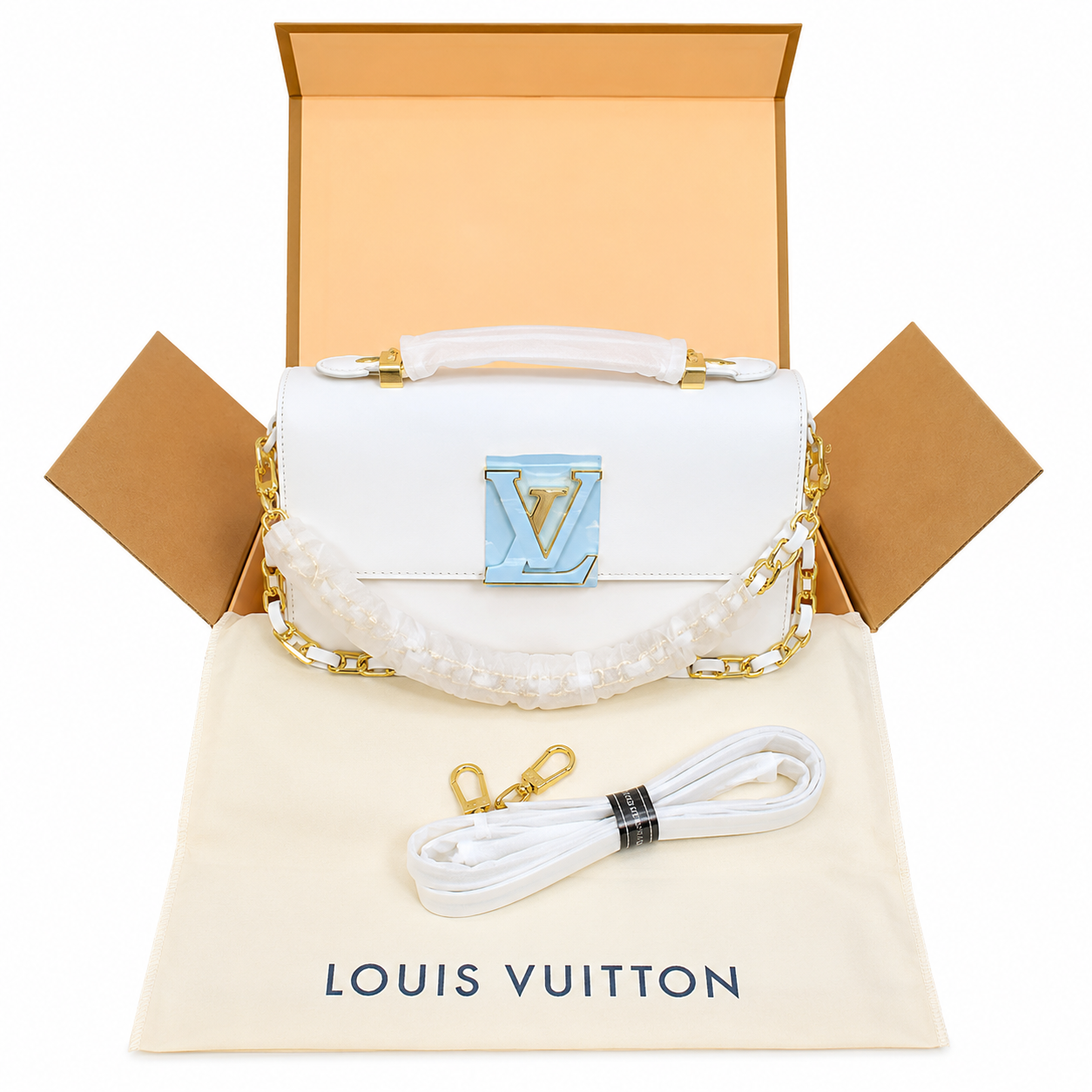 LV Luxury Designer Inspired Chain Shoulder Bag – Black & White
