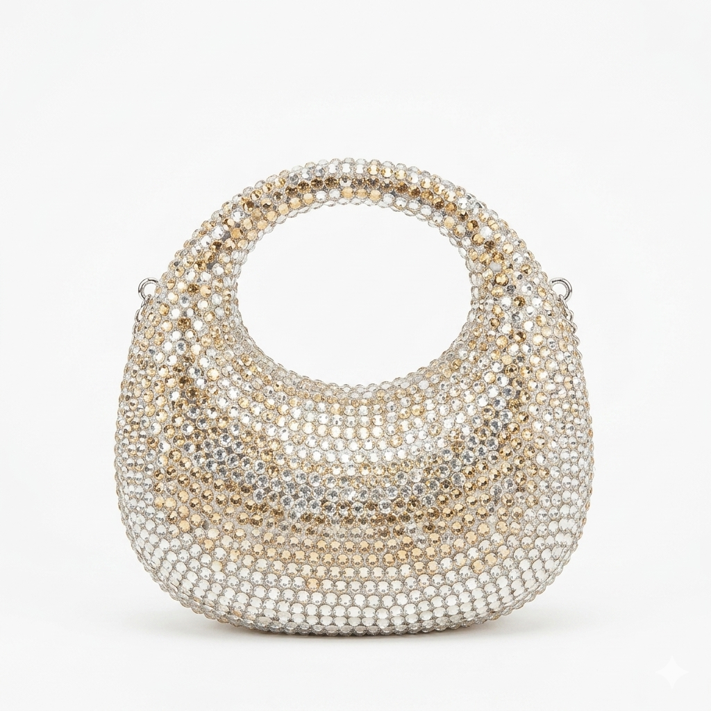 Exquisite Crystal Studded Evening Clutch Bag - Premium Rhinestone Party Handbag