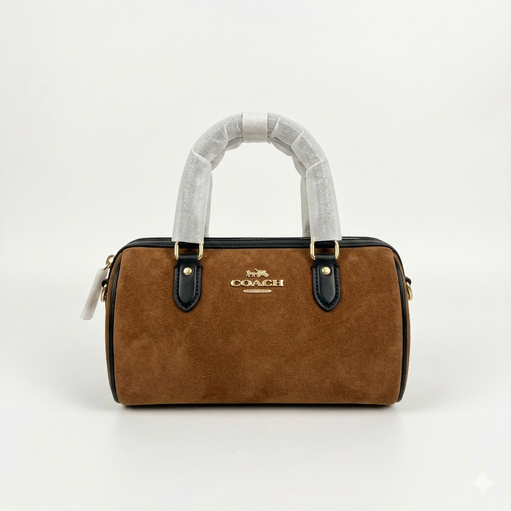 Coach Rowan Satchel in Suede – Luxury Designer Top-Handle Crossbody