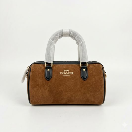 Coach Rowan Satchel in Suede – Luxury Designer Top-Handle Crossbody