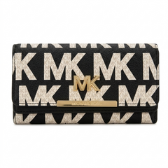 MICHAEL KORS Women's Luxury MK Monogram Flap Wallet – Premium Continental Clutch Purse