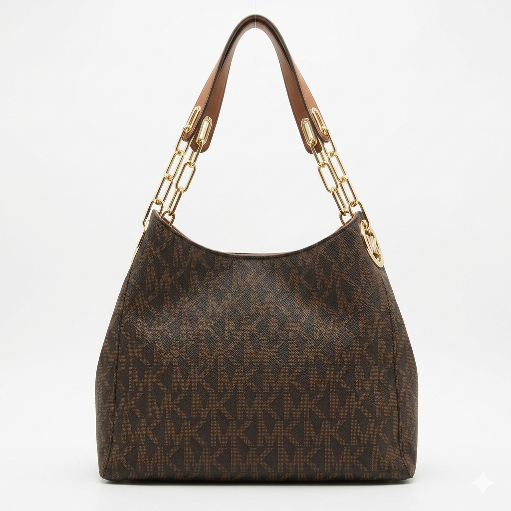 Michael Kors Jet Set Large Logo Shoulder Bag – Premium Monogram Hobo Handbag