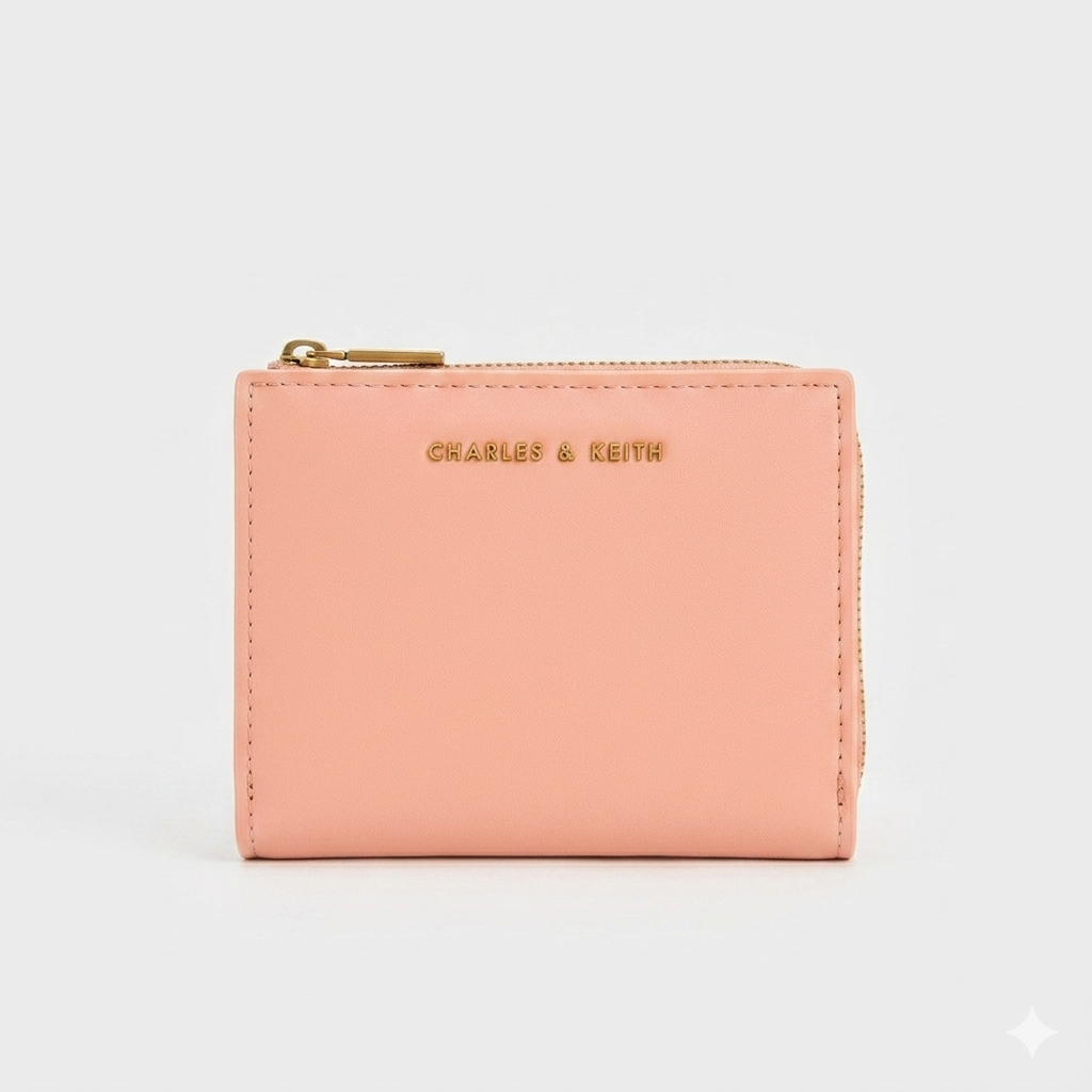 CHARLES & KEITH Women's Mini Top-Zip Snap Button Wallet
