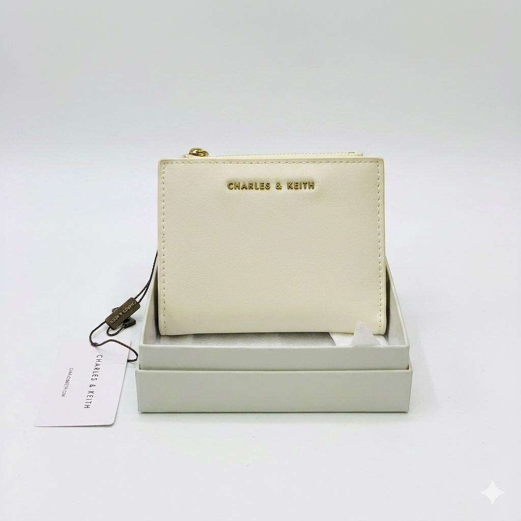CHARLES & KEITH Women's Mini Top-Zip Snap Button Wallet