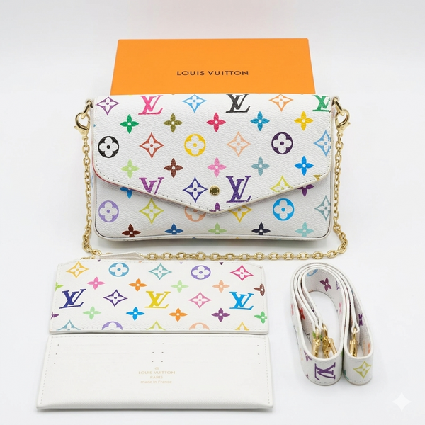 LV Félicie Pochette 3-in-1 Multicolor Monogram Chain Bag Set