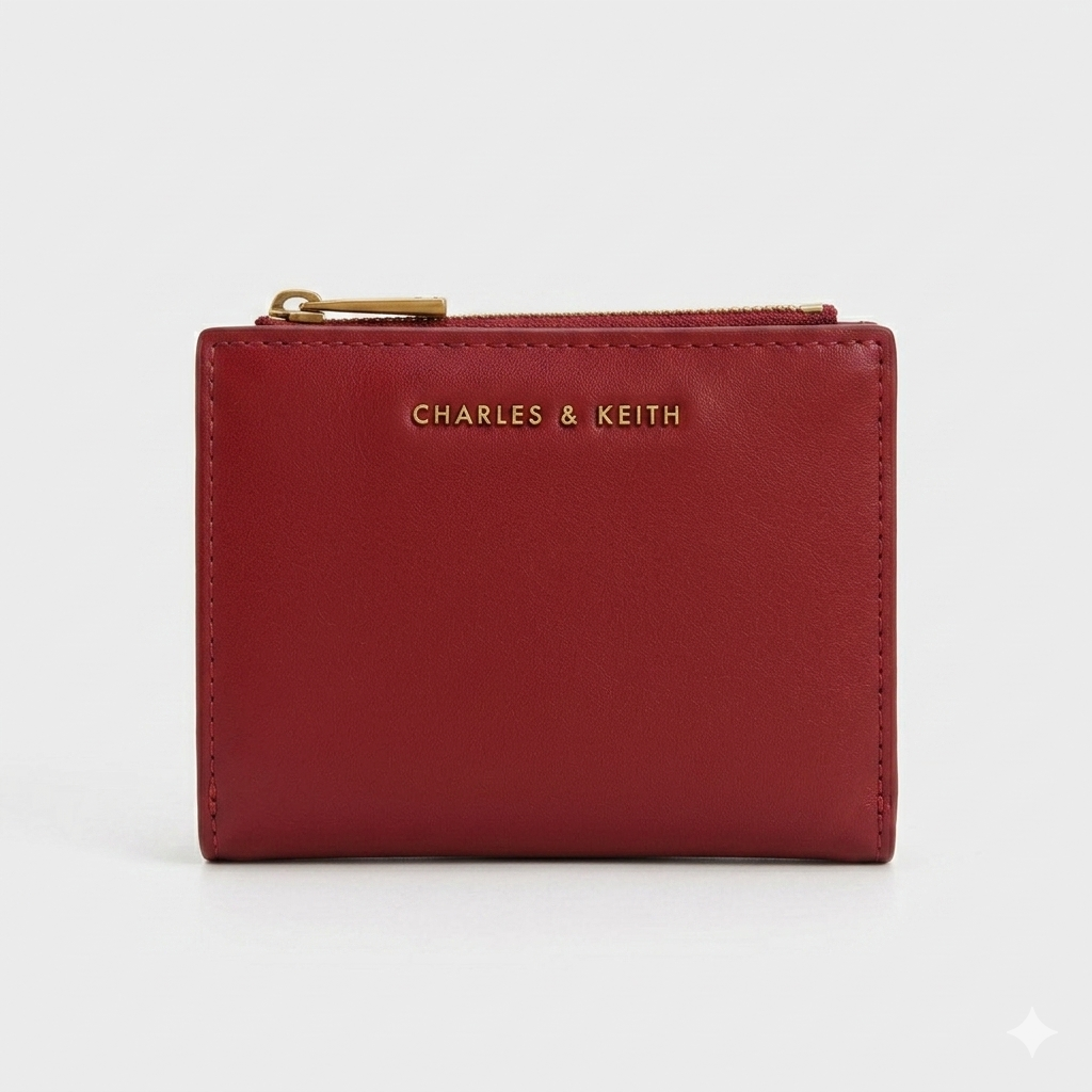CHARLES & KEITH Women's Mini Top-Zip Snap Button Wallet