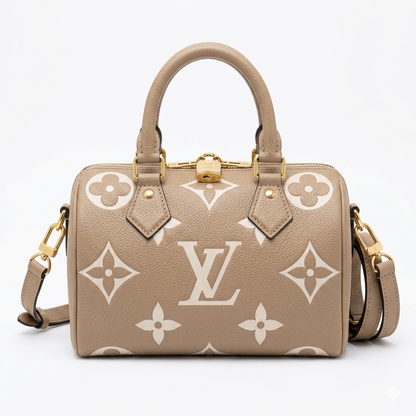 LV Speedy Bandoulière 20 - Beige Monogram Empreinte Leather with Gold-Tone Hardware