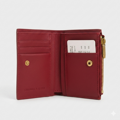 CHARLES & KEITH Women's Mini Top-Zip Snap Button Wallet