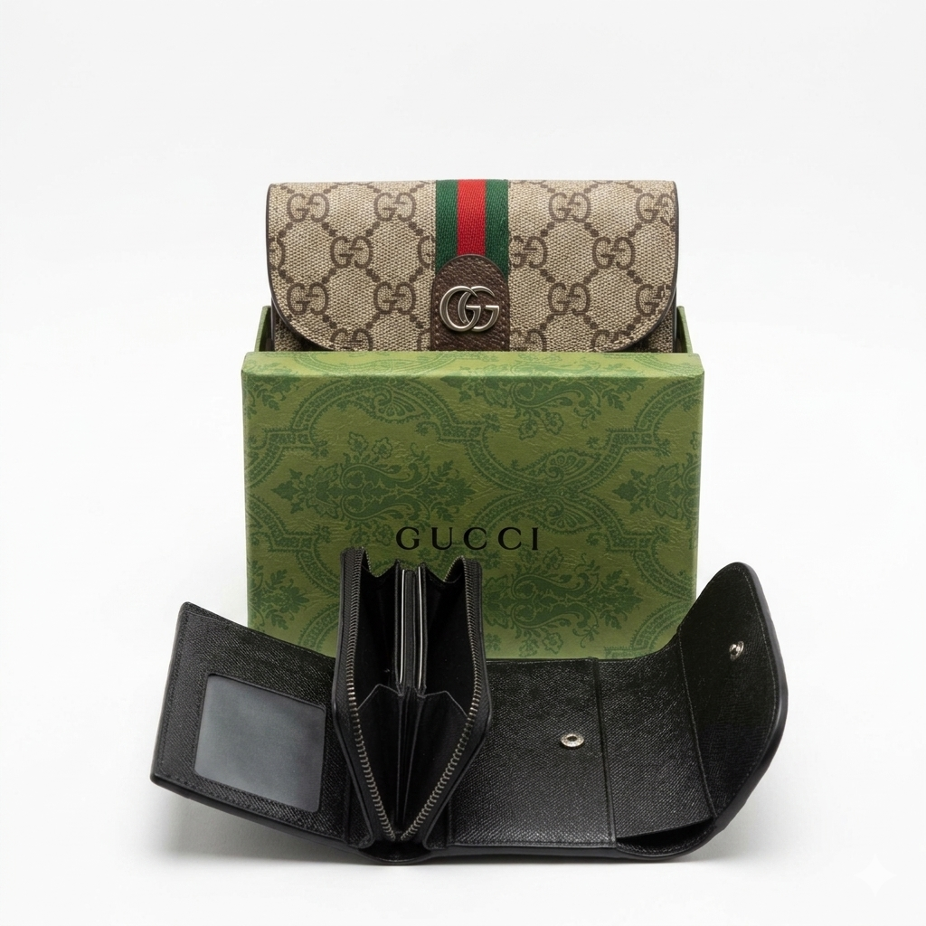Gucci Ophidia GG Medium Compact Wallet | Luxury Bi-Fold Card Holder & Coin Purse
