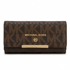 MICHAEL KORS Women's Luxury MK Monogram Flap Wallet – Premium Continental Clutch Purse