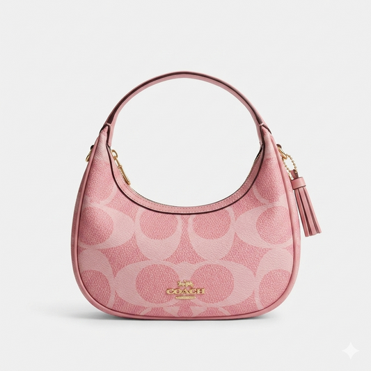 Coach Signature Canvas Mini Penn Shoulder Bag – Elegant Crescent Hobo Handbag