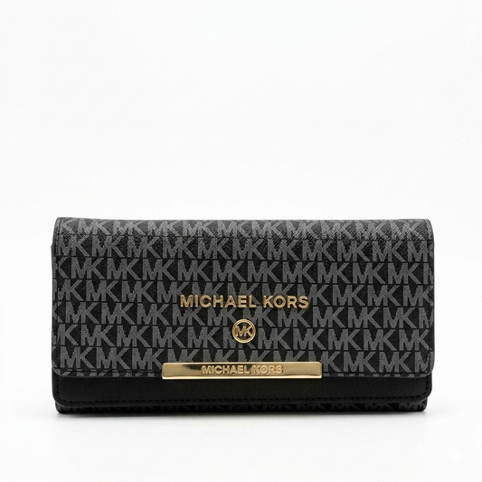 MICHAEL KORS Women's Luxury MK Monogram Flap Wallet – Premium Continental Clutch Purse