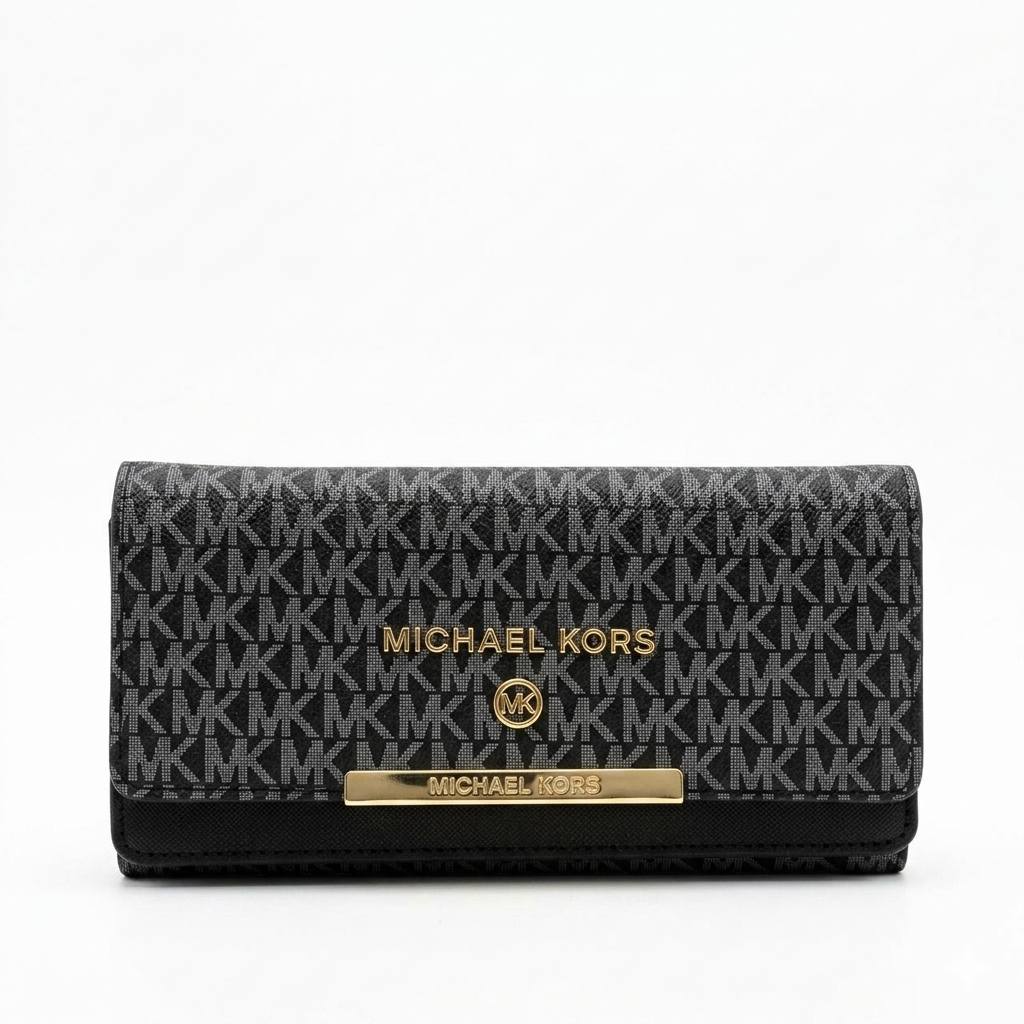 MICHAEL KORS Women's Luxury MK Monogram Flap Wallet – Premium Continental Clutch Purse