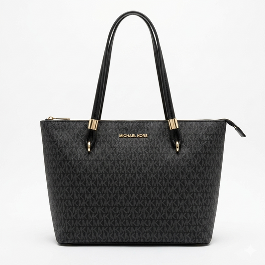 Michael Kors Charlotte Large Logo Tote Bag – Iconic Monogram Top-Zip Shoulder Bag