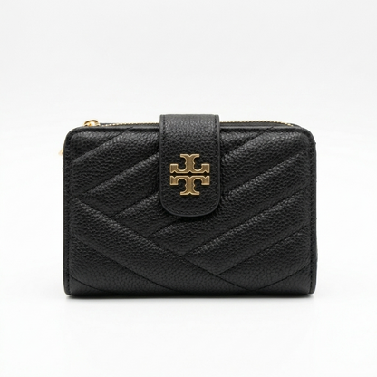 Tory Burch Kira Chevron Medium Slim Wallet | Luxury Quilted Leather Card & Coin Purse
