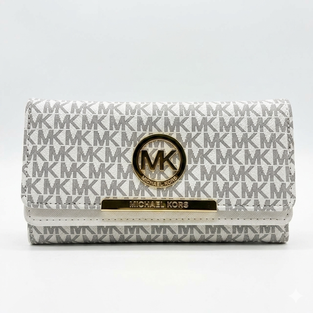 MICHAEL KORS Women's Luxury MK Monogram Flap Wallet – Premium Continental Clutch Purse