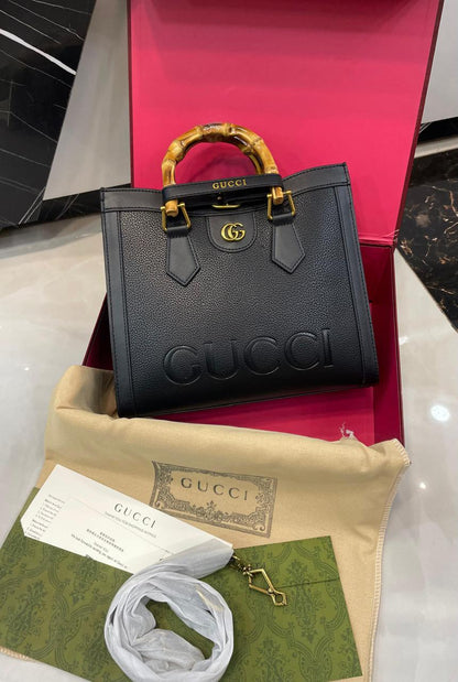 Luxury Floral Bamboo Handle Tote Bag for Women