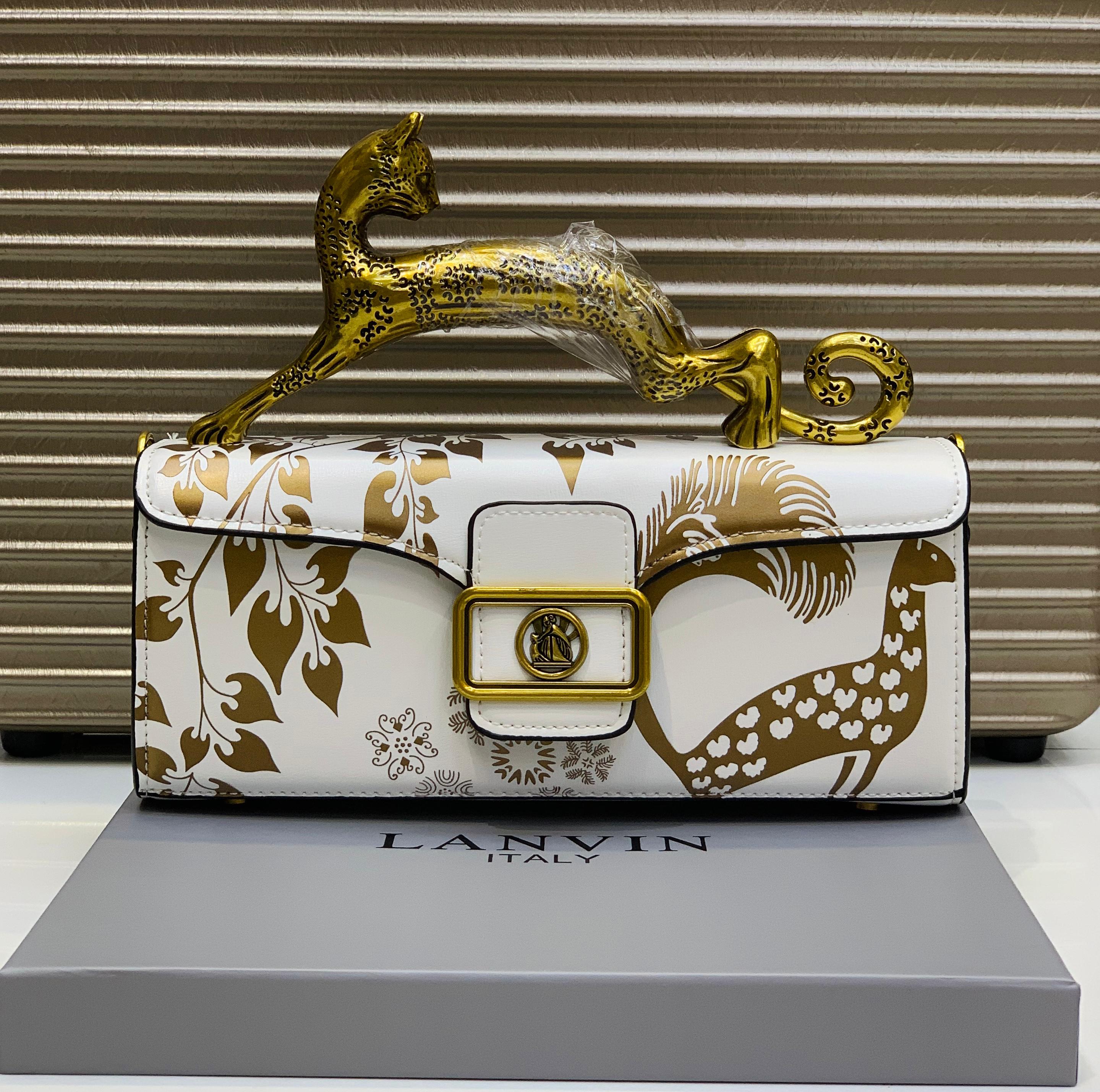 Lanvin Italy Cat Handle Sculptural Handbag
