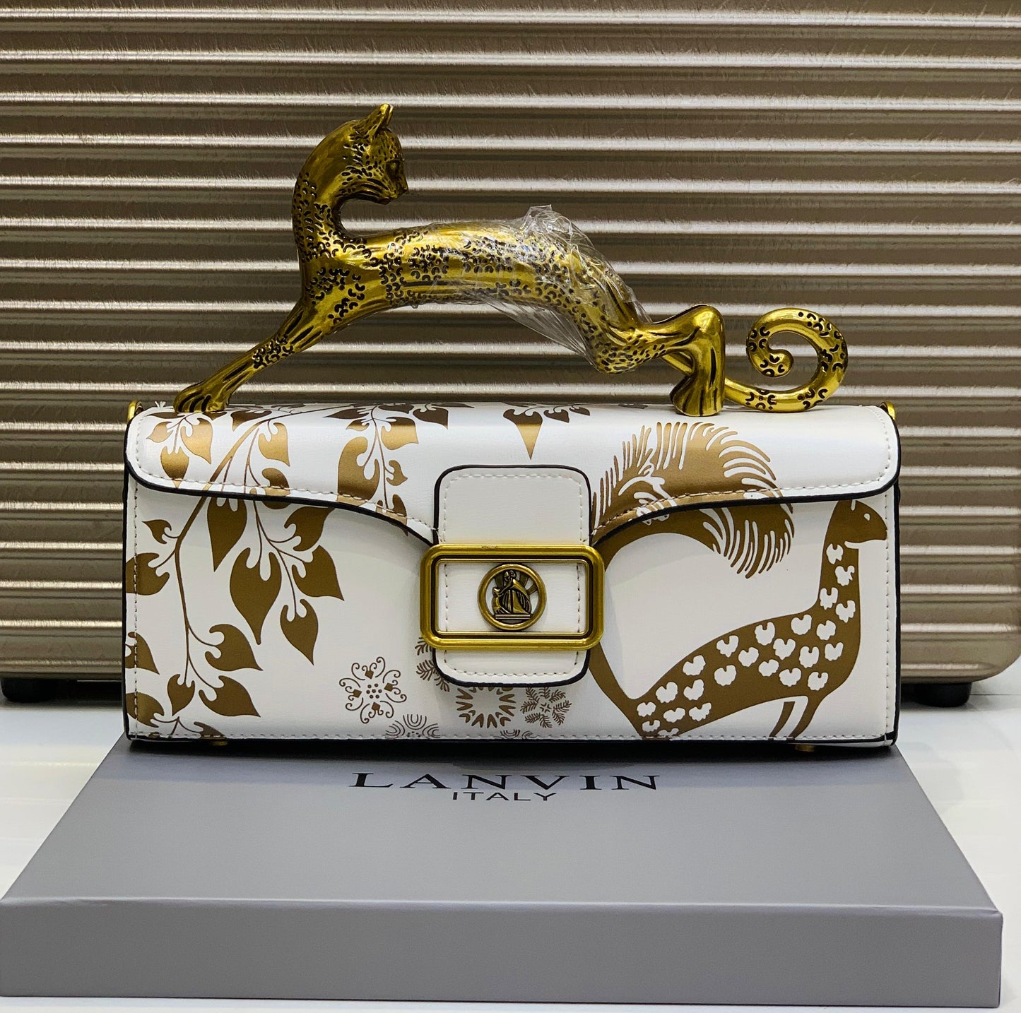 Lanvin Italy Cat Handle Sculptural Handbag