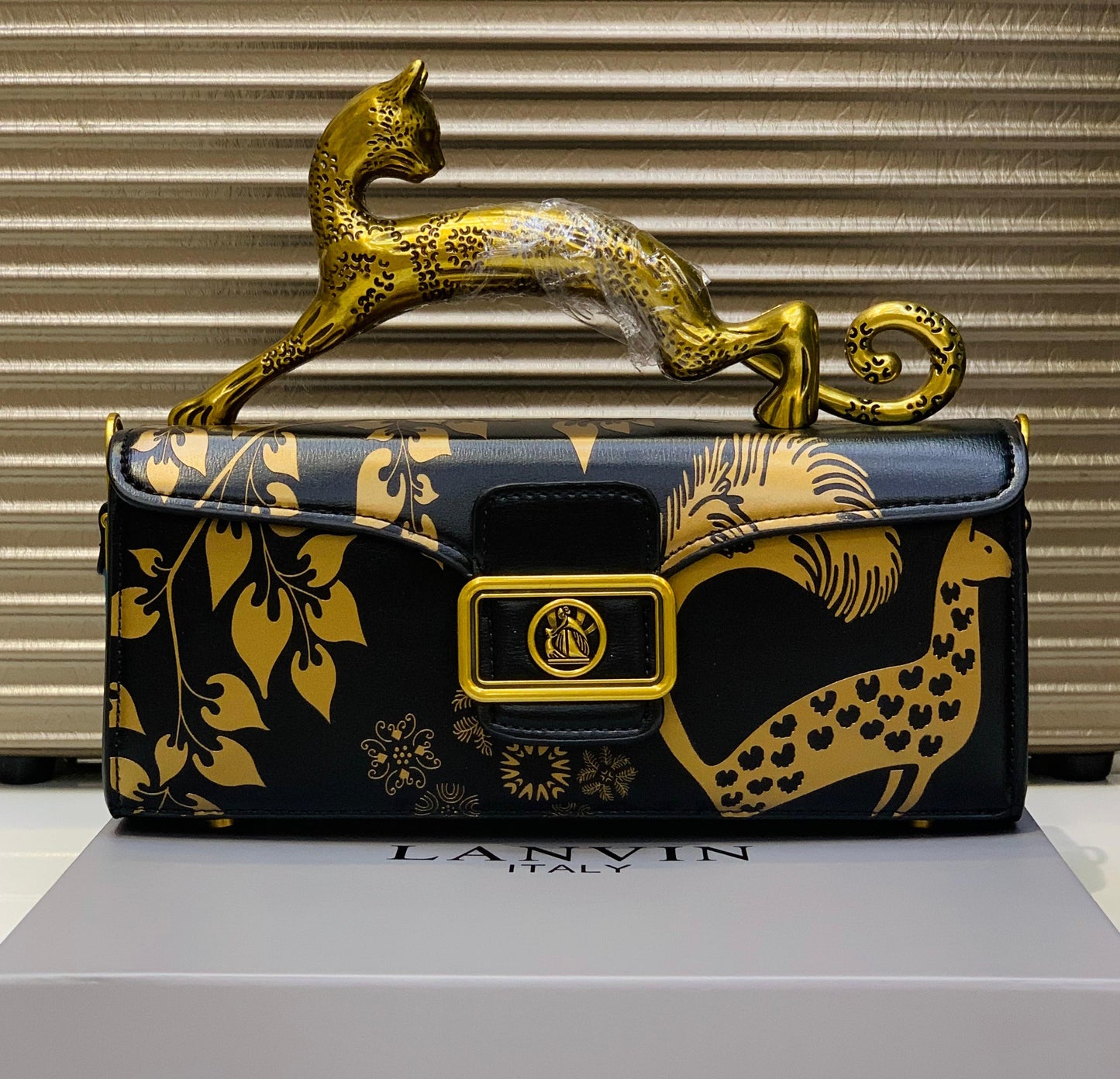 Lanvin Italy Cat Handle Sculptural Handbag