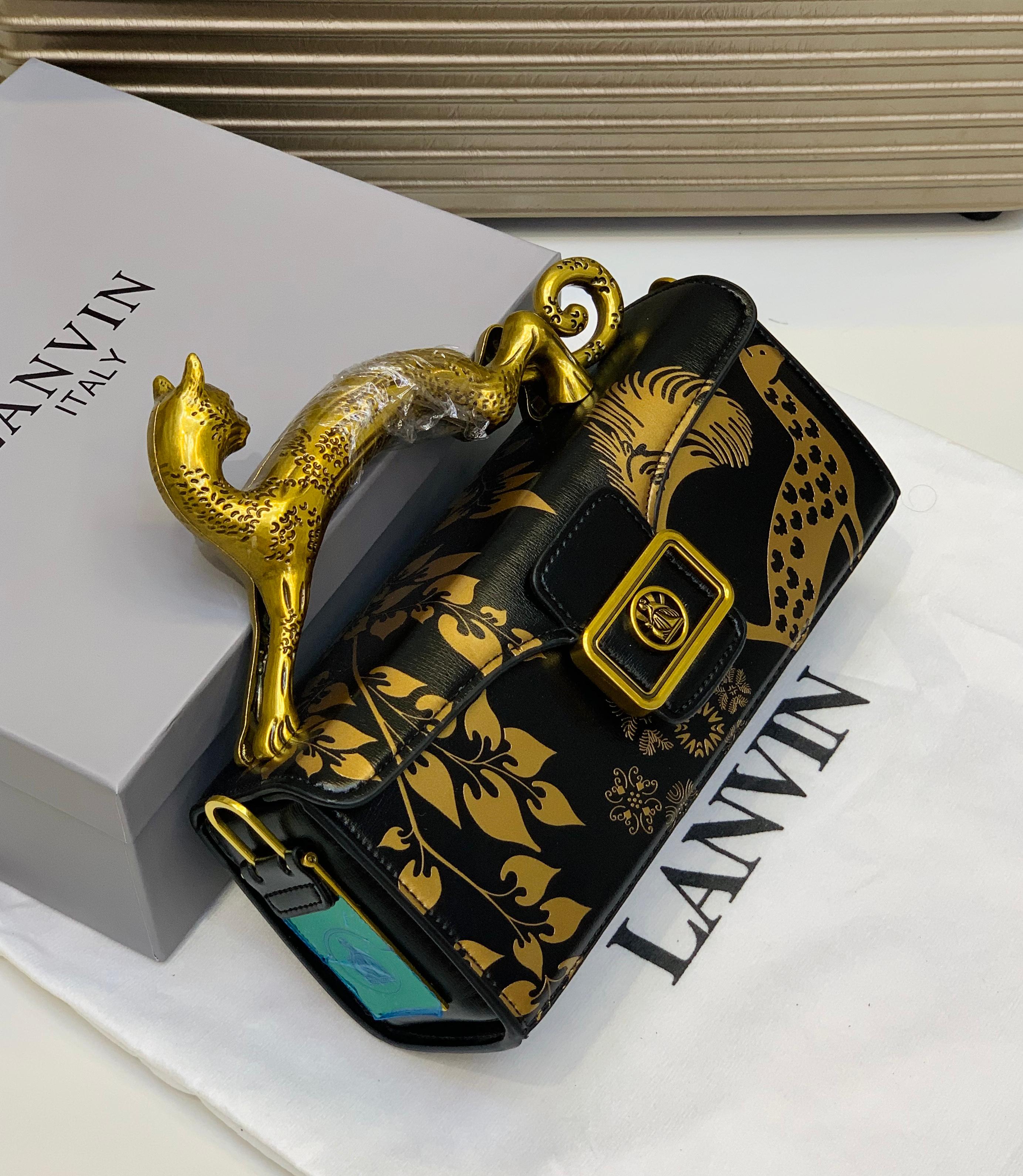 Lanvin Italy Cat Handle Sculptural Handbag