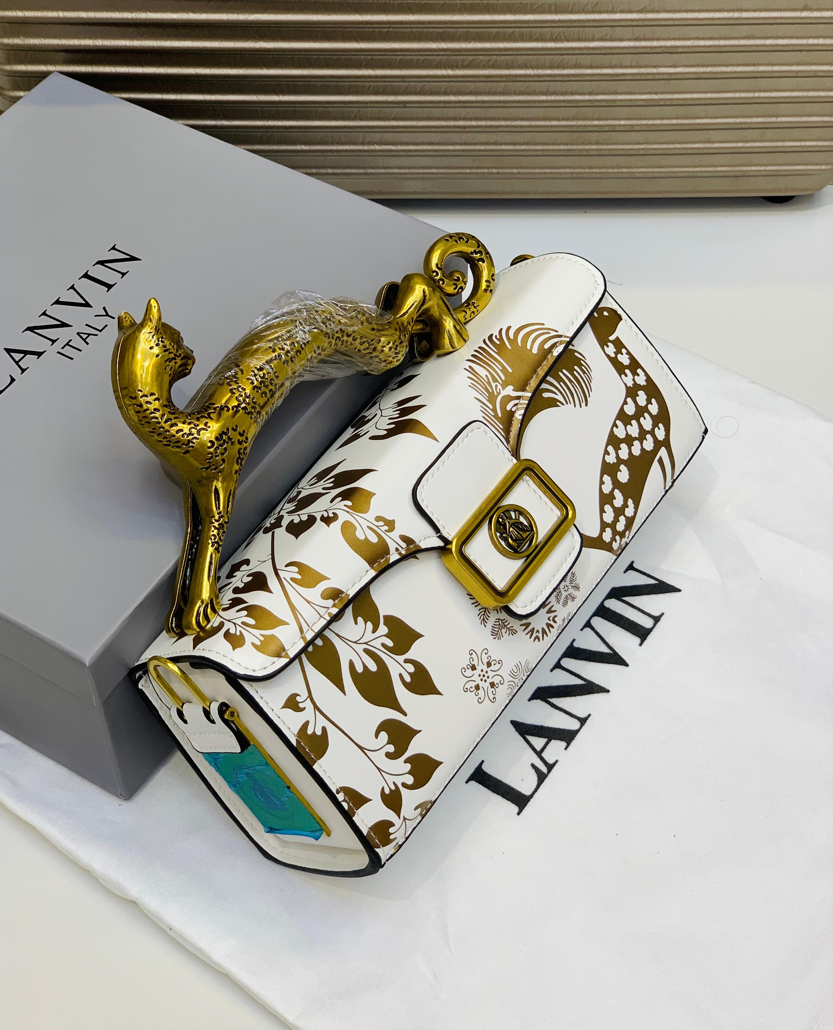 Lanvin Italy Cat Handle Sculptural Handbag
