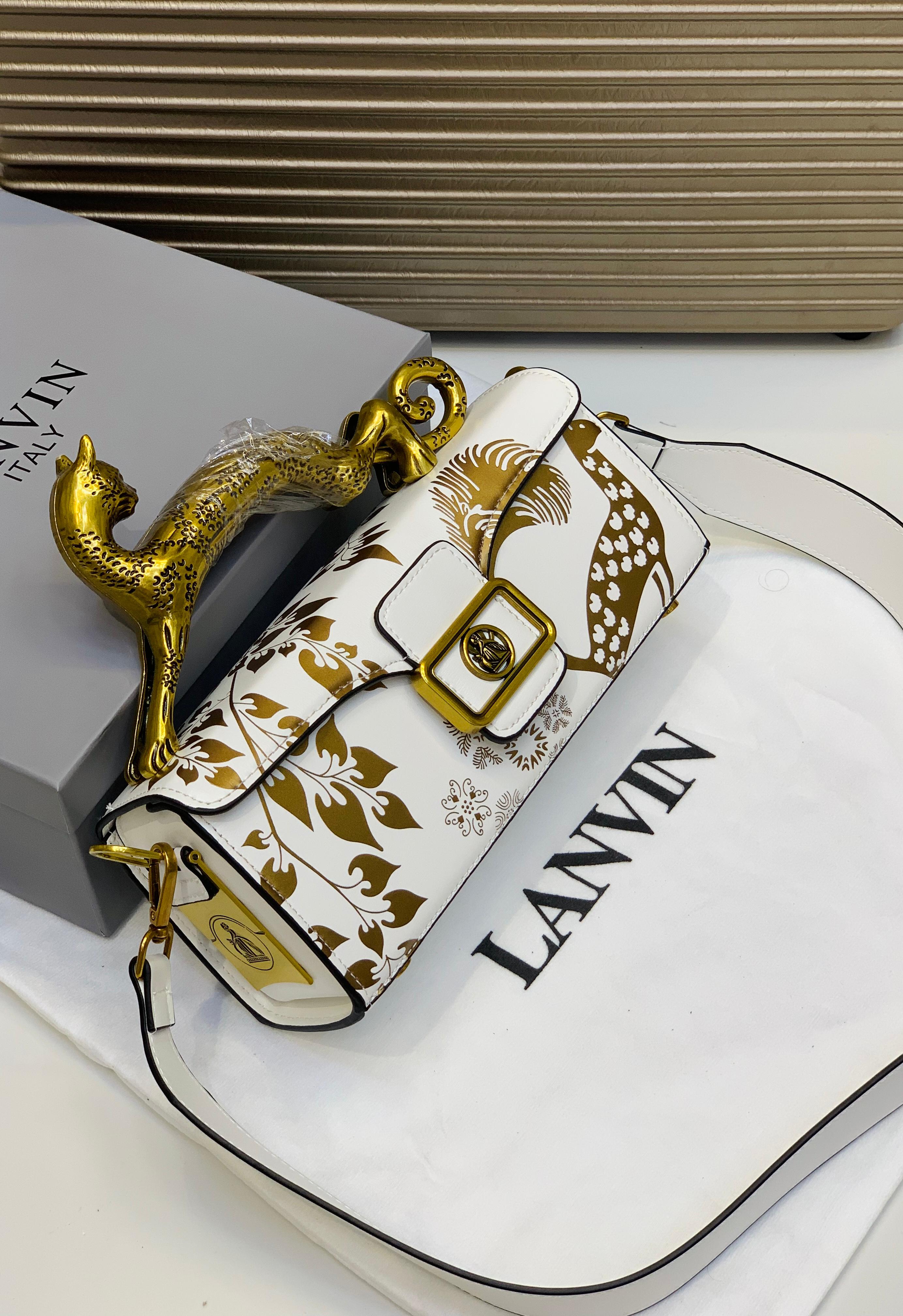 Lanvin Italy Cat Handle Sculptural Handbag