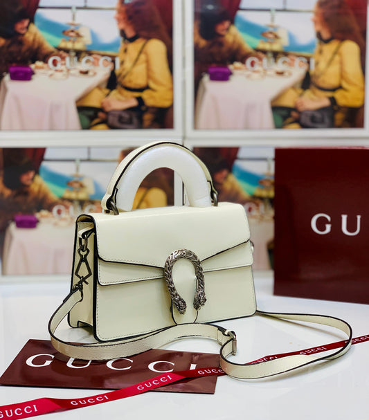 Gucci Patent Leather Handbag – Luxury Tiger Head Buckle Crossbody Bag