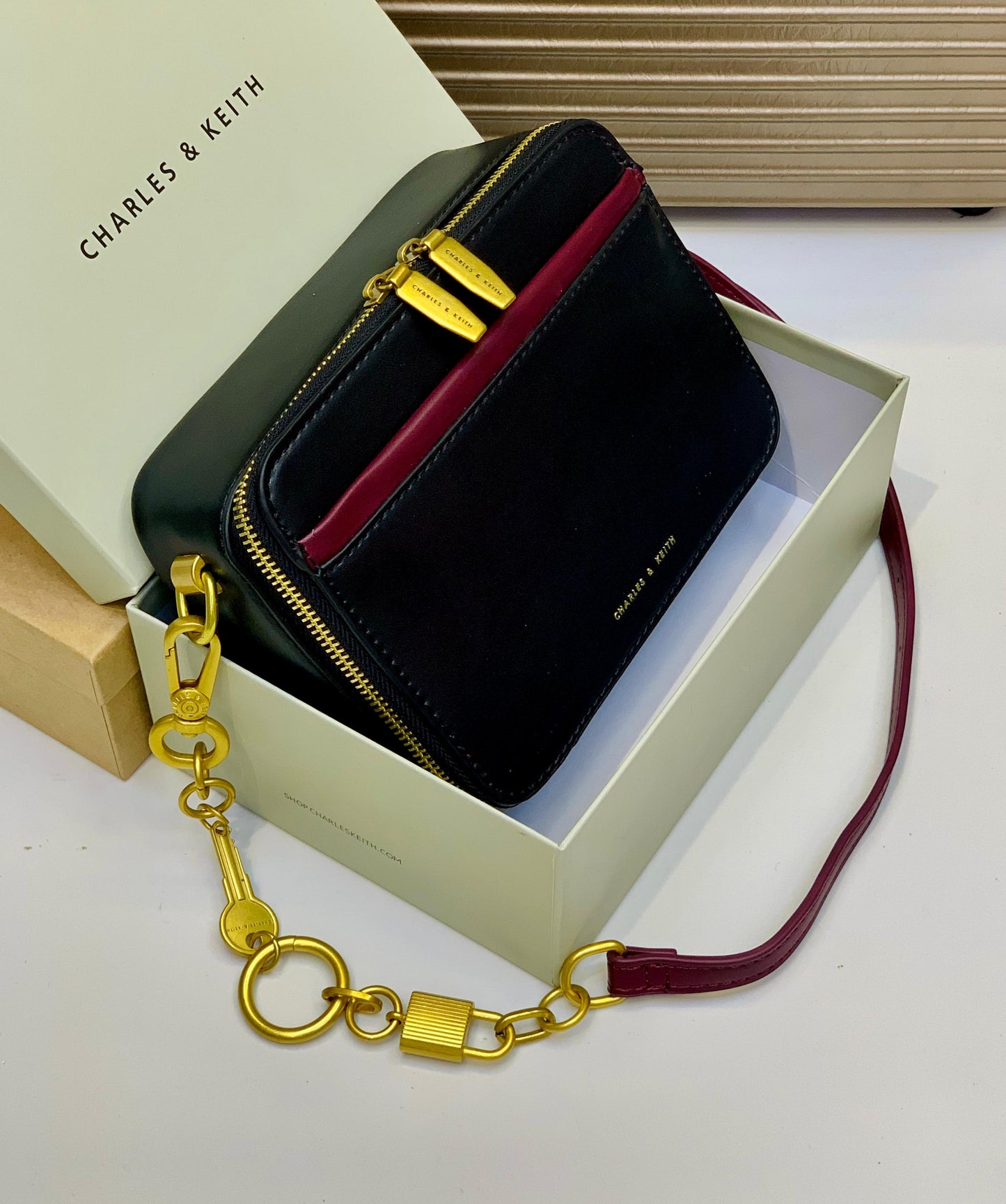 Boxy Dual-Zip Crossbody Bag – Charles & Keith