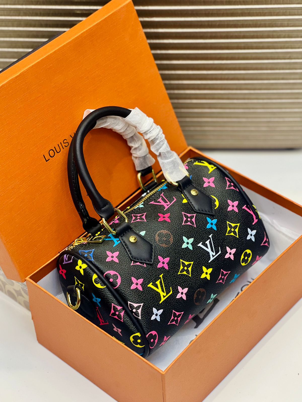 LV Speedy Bandoulière 20 - Beige Monogram Empreinte Leather with Gold-Tone Hardware