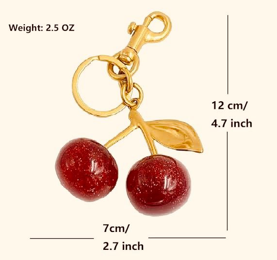 COACH Cherry Bag Charm in Rose Gold-Tone with Glazed Resin – Luxury Purse Accessory