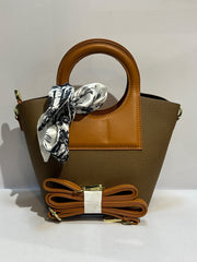 Round Handle Carry Bag - Stylish Elegant Everyday Handbag