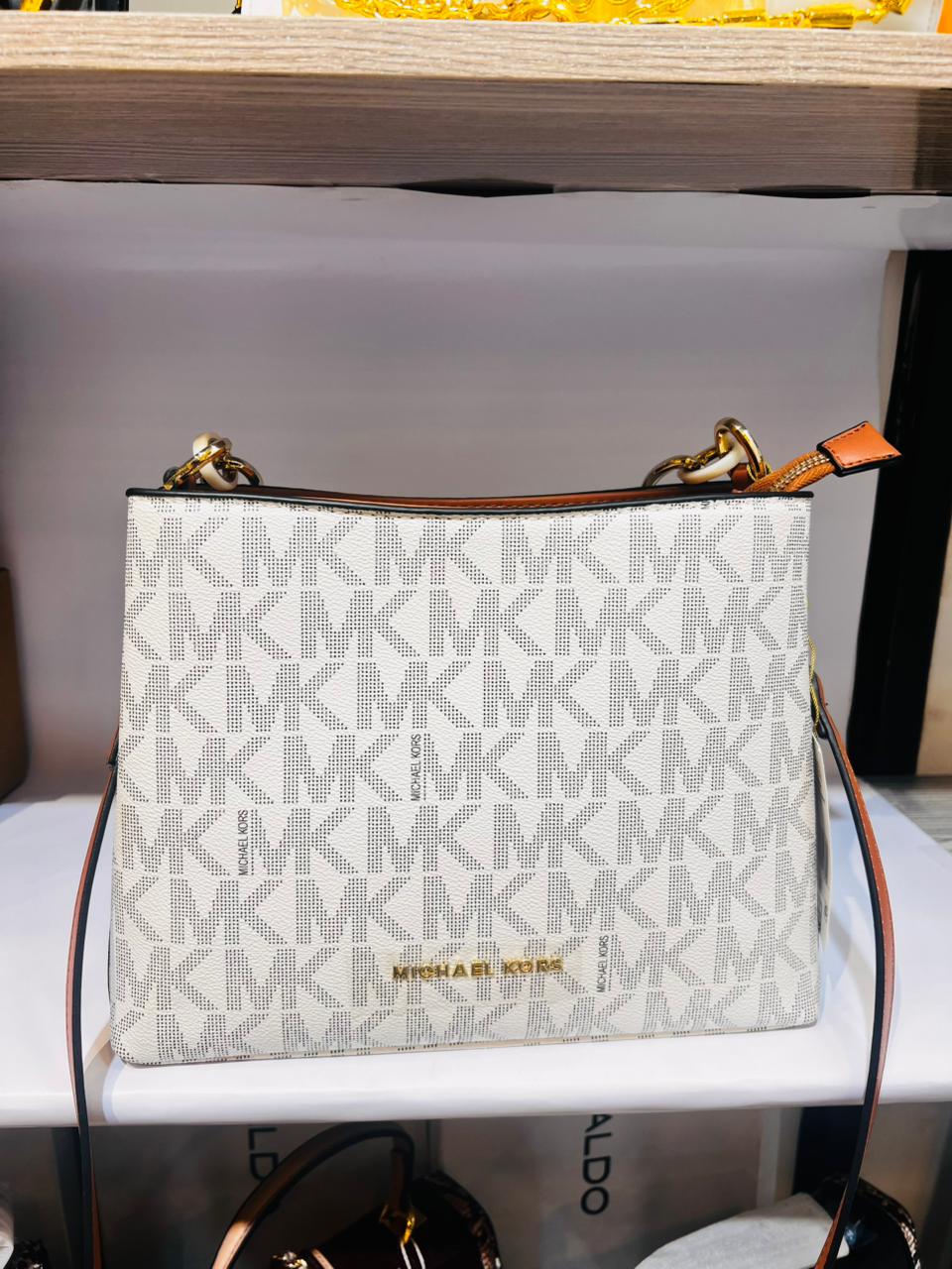 Michael Kors Jet Set Large Logo Shoulder Bag – Iconic Monogram Top-Handle Handbag